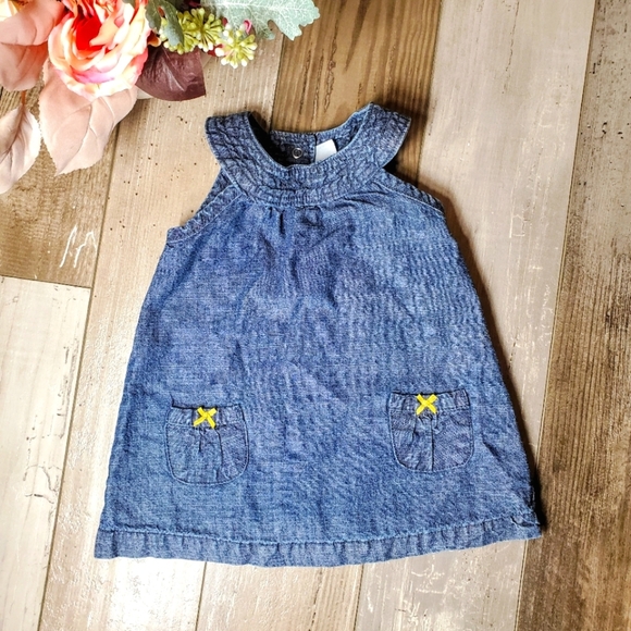Carter's Denim Chambray Halter Tunic Dress Size 6m EUC 100% Cotton - Picture 1 of 8
